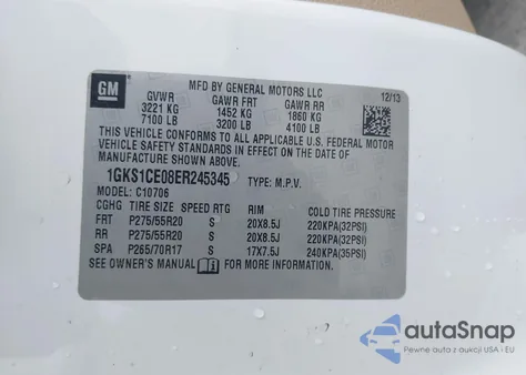 2014 GMC Yukon Slt z USA, uszkodzony, nr VIN 1GKS1CE08ER245345